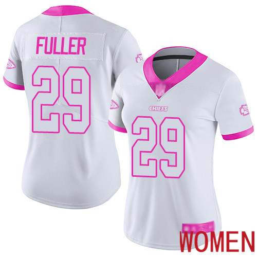 Women Kansas City Chiefs #29 Fuller Kendall Limited White Pink Rush Fashion Football Nike NFL Jersey->youth nfl jersey->Youth Jersey
